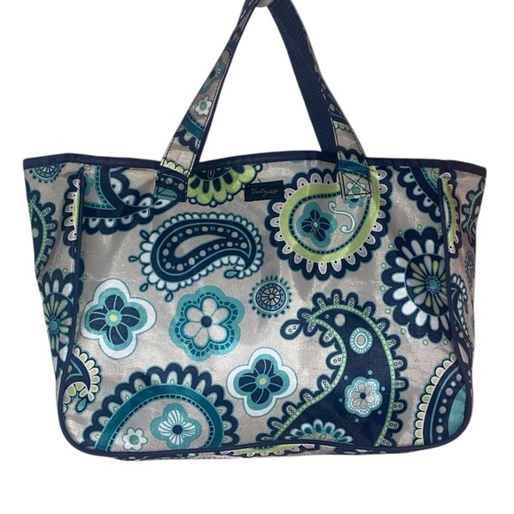 Thirty-One Multi-Colored Thermal Insulated Paisley Lunch Tote Blue Gray Teal - Picture 1 of 5